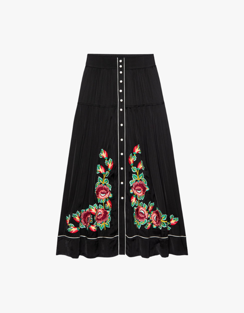 The Great The Heirloom Rose Highland Skirt in Black