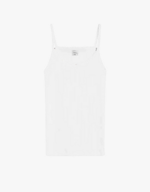 Leset Pointelle Tank Top in White