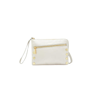 Hammitt Nash Small Clutch Handbag in Calla Lily White with Brushed Gold