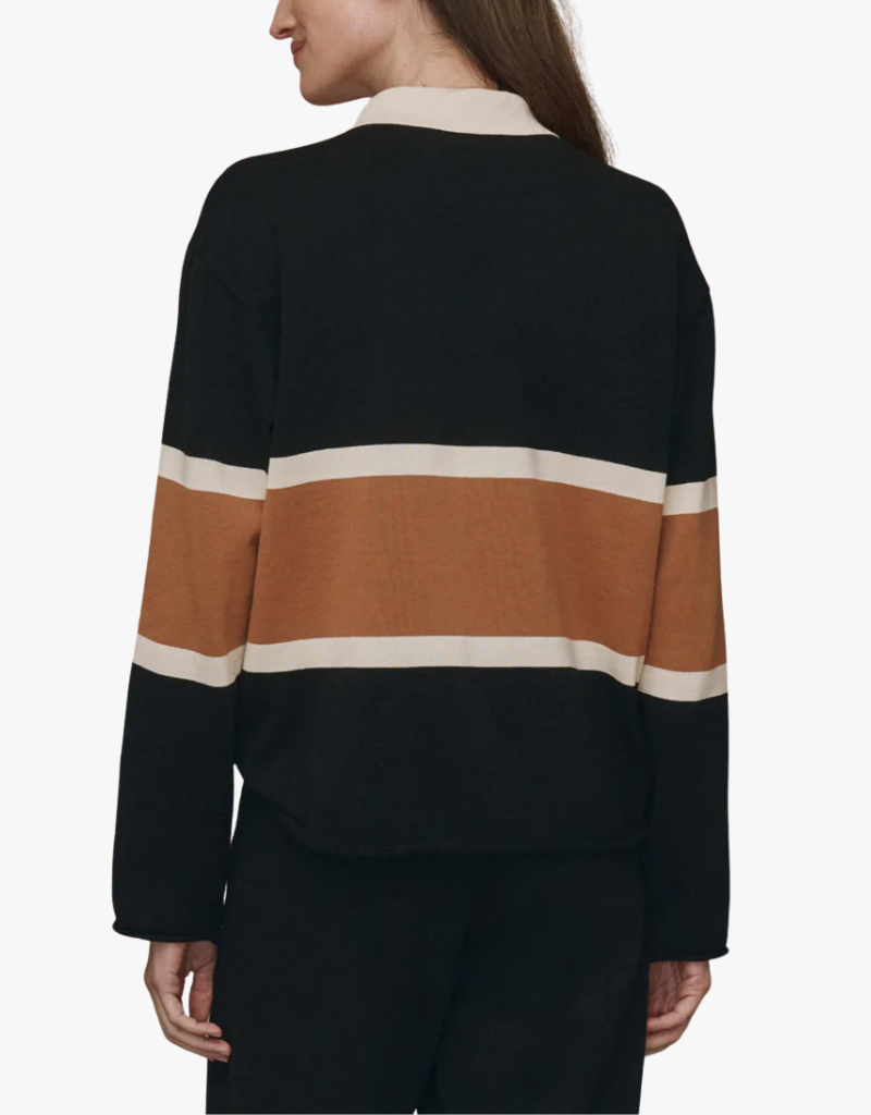 The Great The Rugby Sweater in Black w/ Bronze Stripe