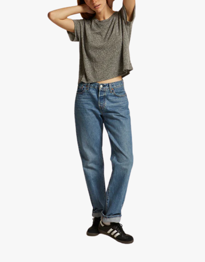 Perfect White Tee Harley Cotton Short Sleeve Crew Tee in Grey