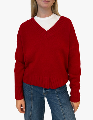 Estheme Kennedy V-Neck Sweater in Kiss