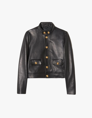Nili Lotan Hadley Leather Cropped Jacket in Black