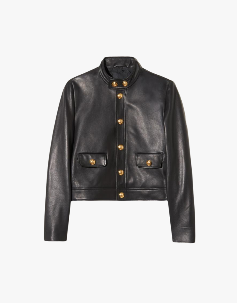 Nili Lotan Hadley Leather Cropped Jacket in Black