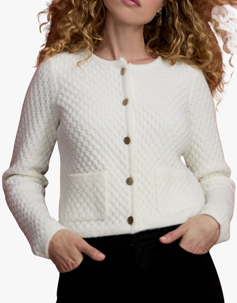 Michael Stars Cera Honeycomb Stitch Cardi in Ivory