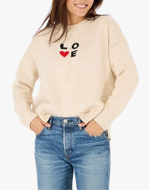 Kerri Rosenthal Boyfriend Love Squared Sweater in Natural