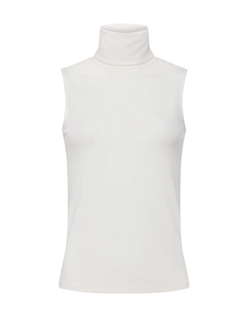 L'agence Ceci Sleeveless Turtleneck in Off White