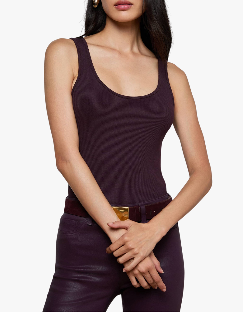 L'agence Adira Scoop Neck Tank in Dark Malbec