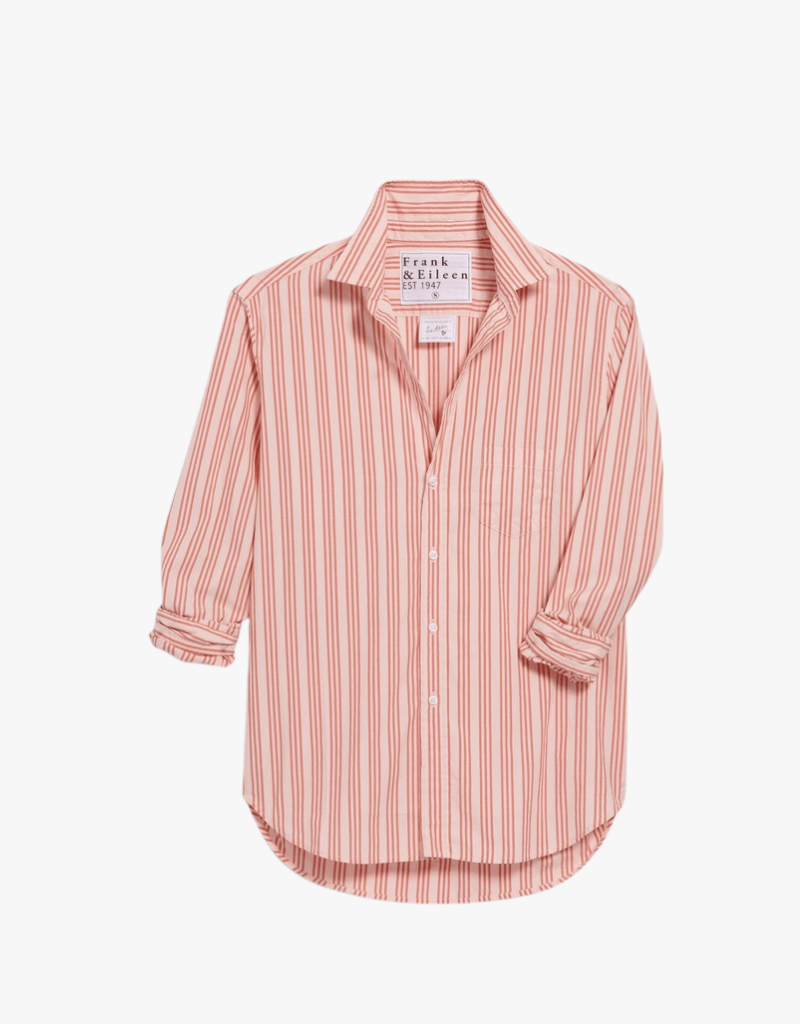 Frank & Eileen "Eileen" Relaxed Button Up Shirt in Burnt Orange & Peach Stripe (Italian Cotton)