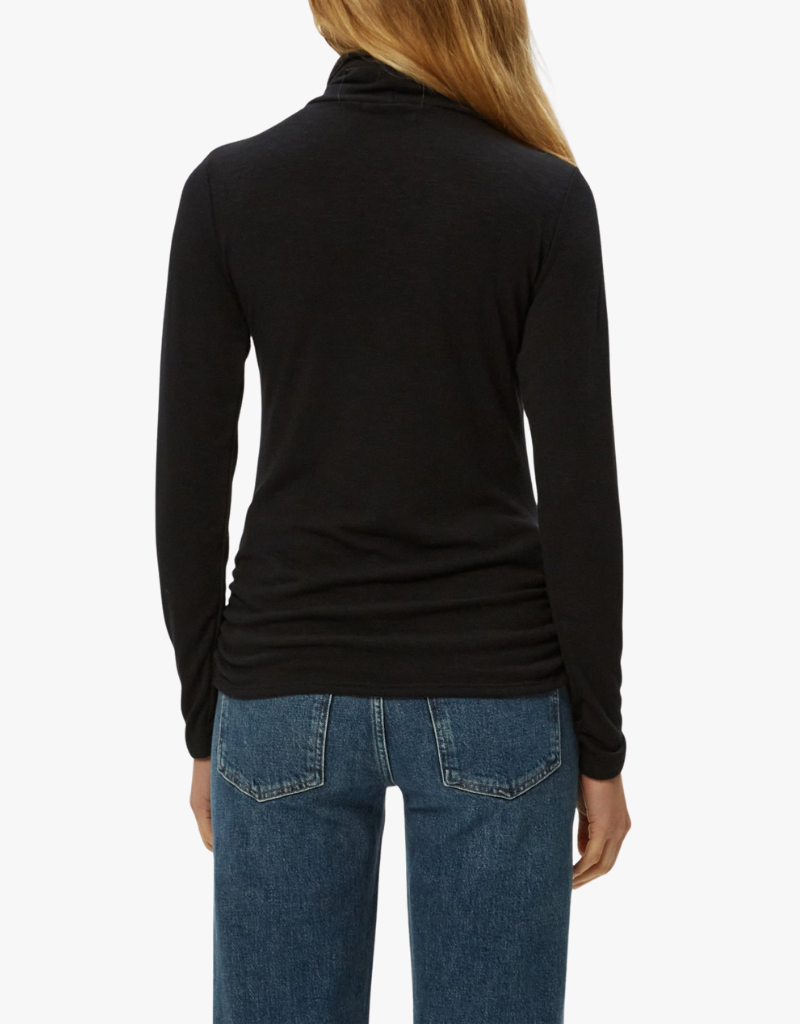 Michael Stars Martha Turtleneck With Ruched Sides in Black