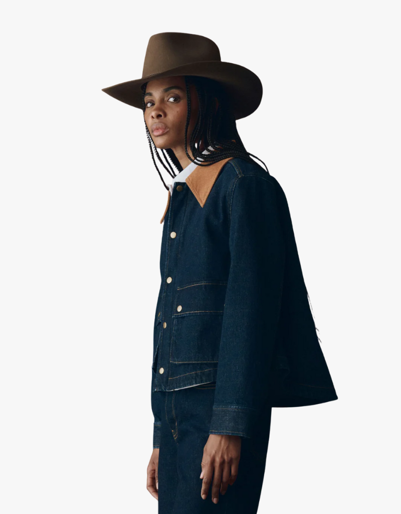 The Great The Denim Swingy Jacket in Midnight Rinse