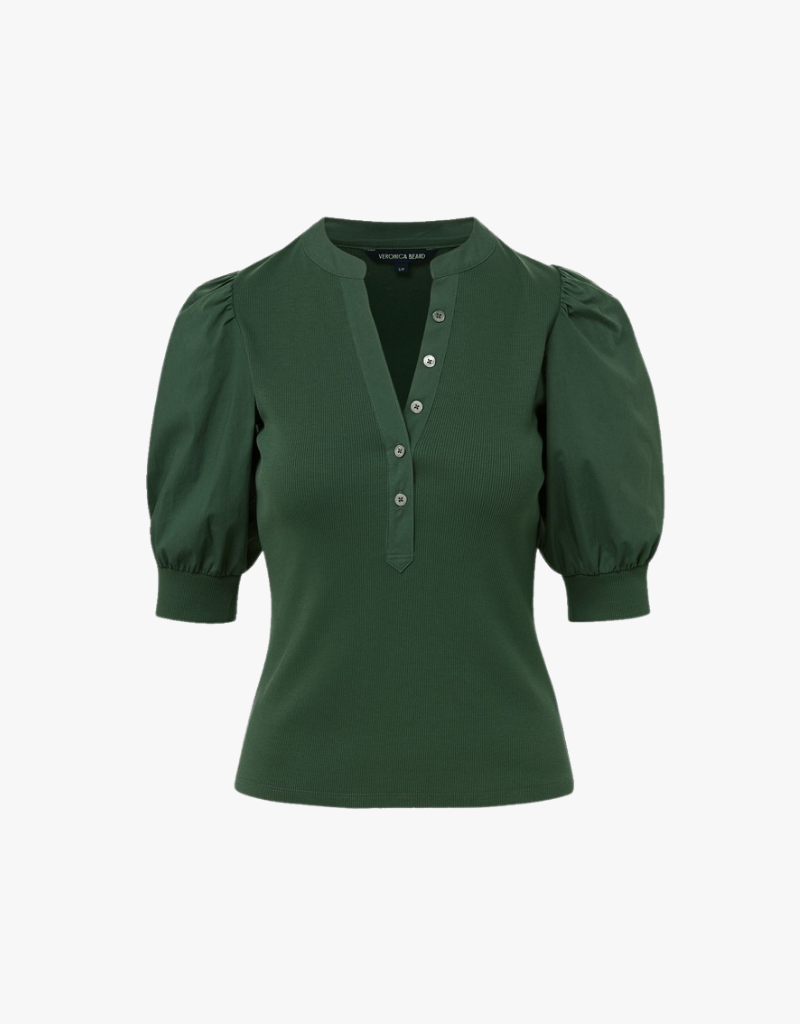 Veronica Beard Coralee Top in Dark Hunter Green