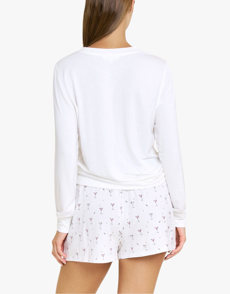 Honeydew Sugar Sweetheart Long Sleeve Shortie Set in Ivory Martinis