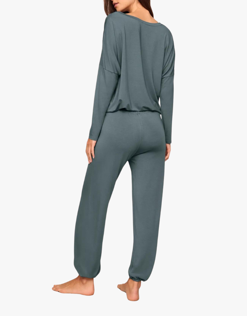 Eberjey Gisele Slouchy Set in Stone Blue & Ivory