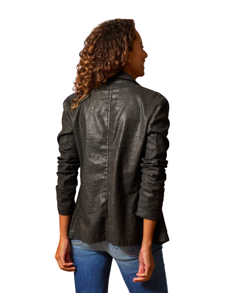 Frank & Eileen Dublin Tailored Blazer in Gold Glitter (Italian Performance Denim)