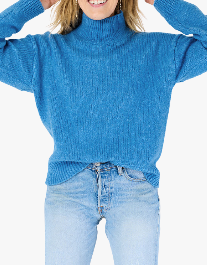 Kerri Rosenthal Lucy Mock Neck Sweater in Heather Blue