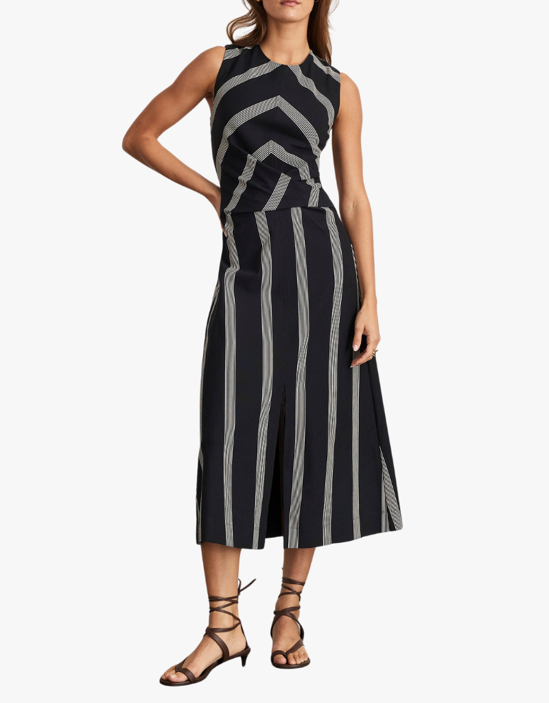 Tanya Taylor Theo Dress in Black & Cream