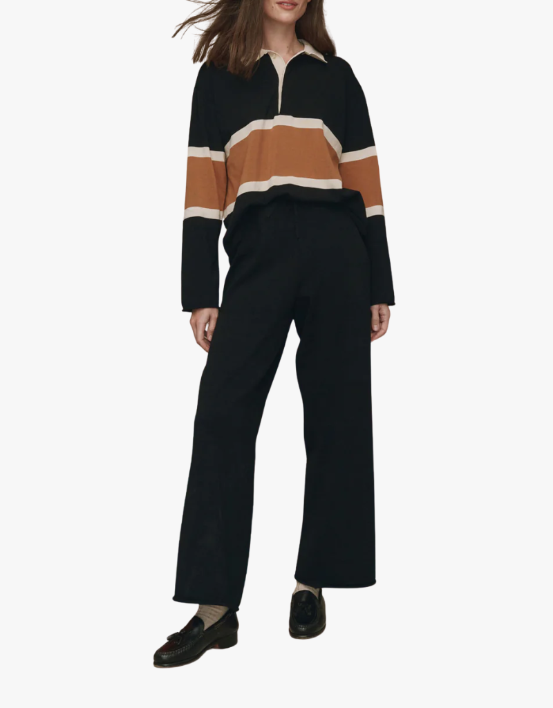 The Great The Rugby Sweater in Black w/ Bronze Stripe