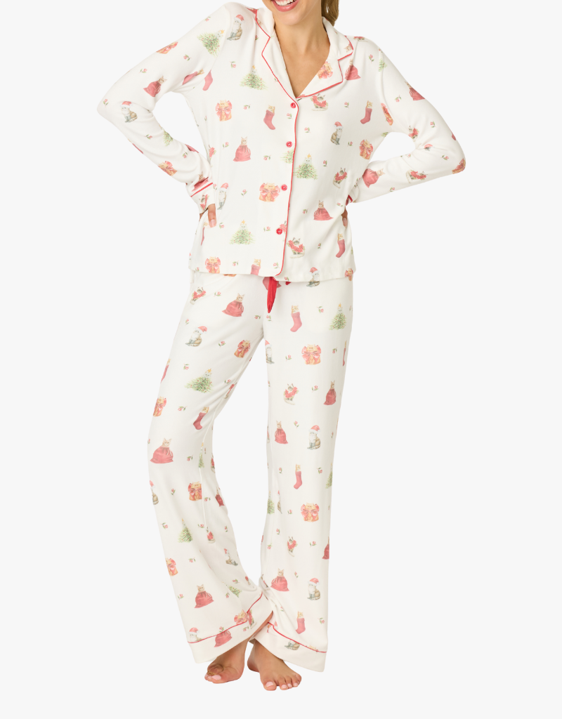 P.J. Salvage Feline Festive PJ Set in Ivory