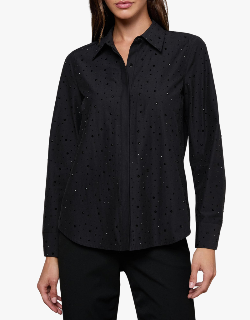 L'agence Ellery Long Sleeve Blouse in Black & Crystal