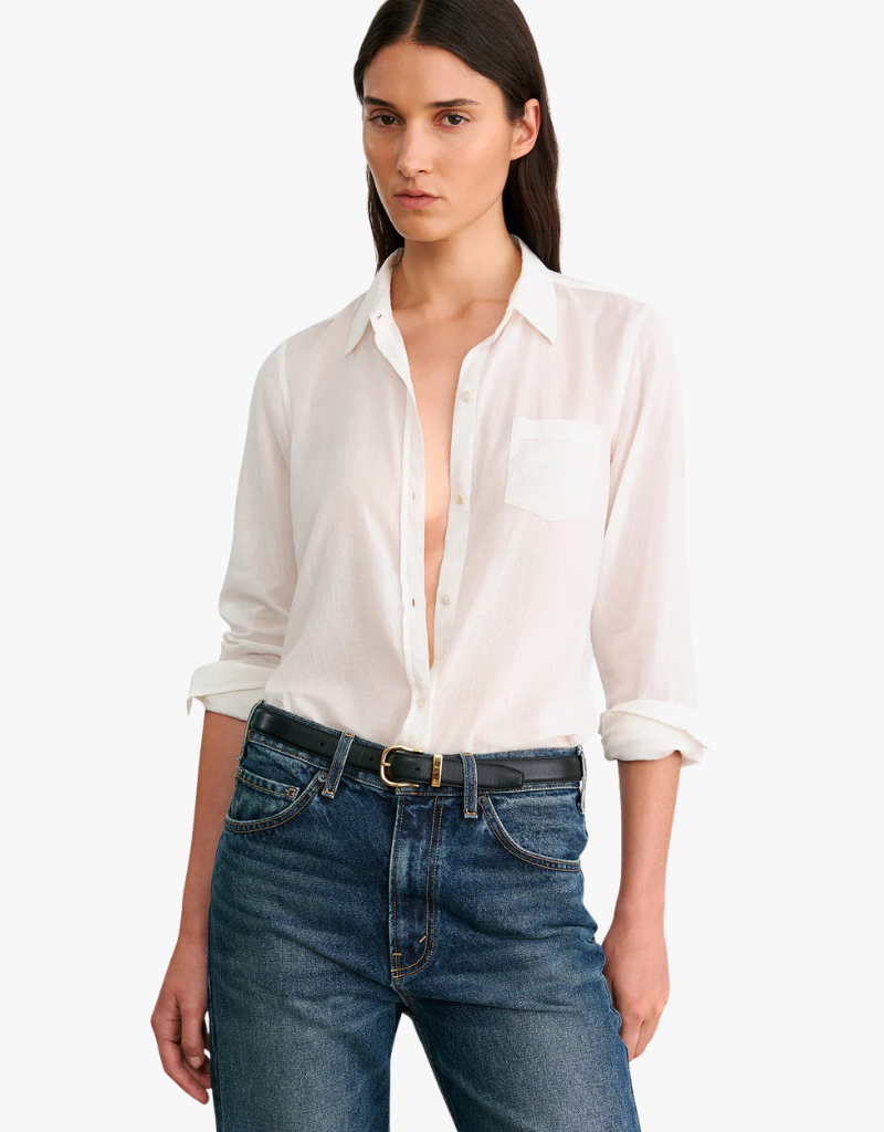 Nili Lotan Cotton Voile NL Shirt in Ivory