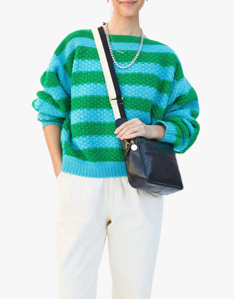 Clare V. Adjustable Crossbody Strap in Black & Cream