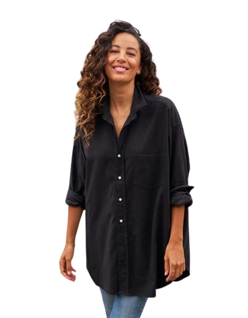 Frank & Eileen Exaggerated Button-Up Shirt in Black