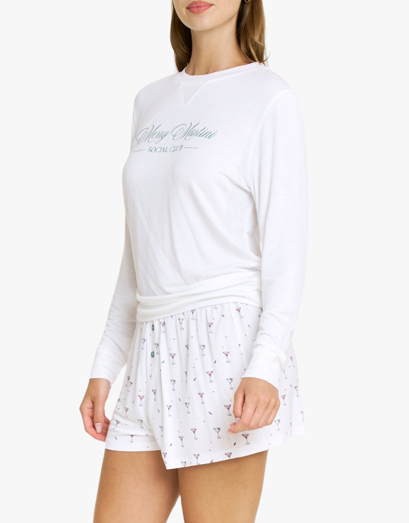 Honeydew Sugar Sweetheart Long Sleeve Shortie Set in Ivory Martinis