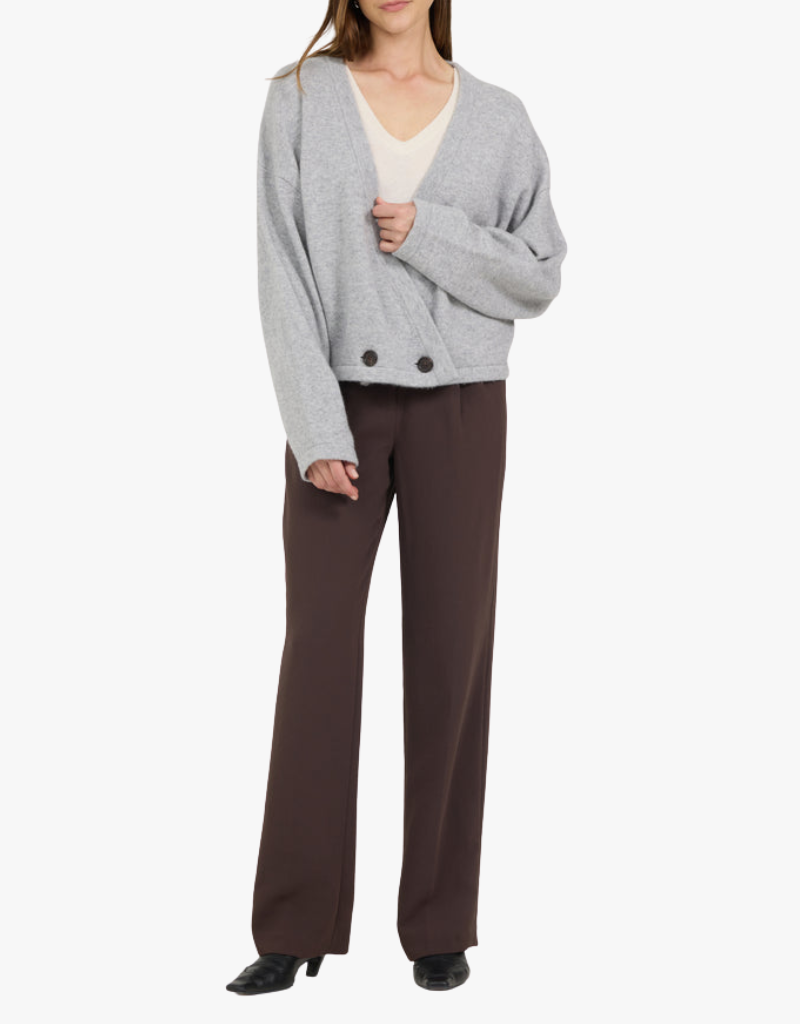 One Grey Day Giselle Cashmere Cardigan in Heather Grey