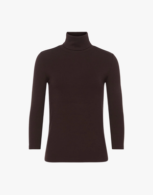 L'agence Aja Turtleneck 3/4 Sleeve in Coffee Bean