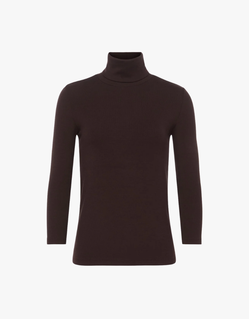 L'agence Aja Turtleneck 3/4 Sleeve in Coffee Bean