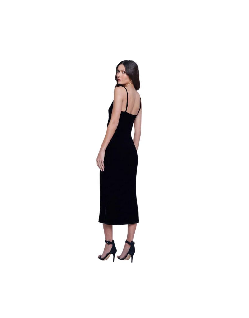 L'agence Seridie Mid Length Slip Dress in Black