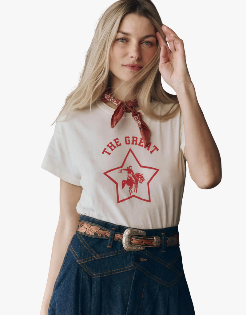 The Great The Boxy Crew w/ Rodeo Star Graphic in Washed White
