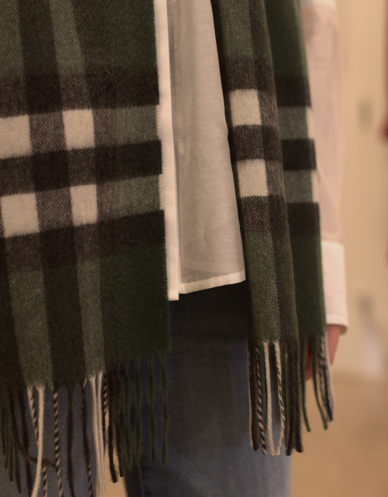 Clio Cashmere Check Scarves in Green