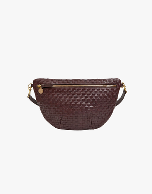 Clare V. Grande Fanny in Tobacco Woven Checker