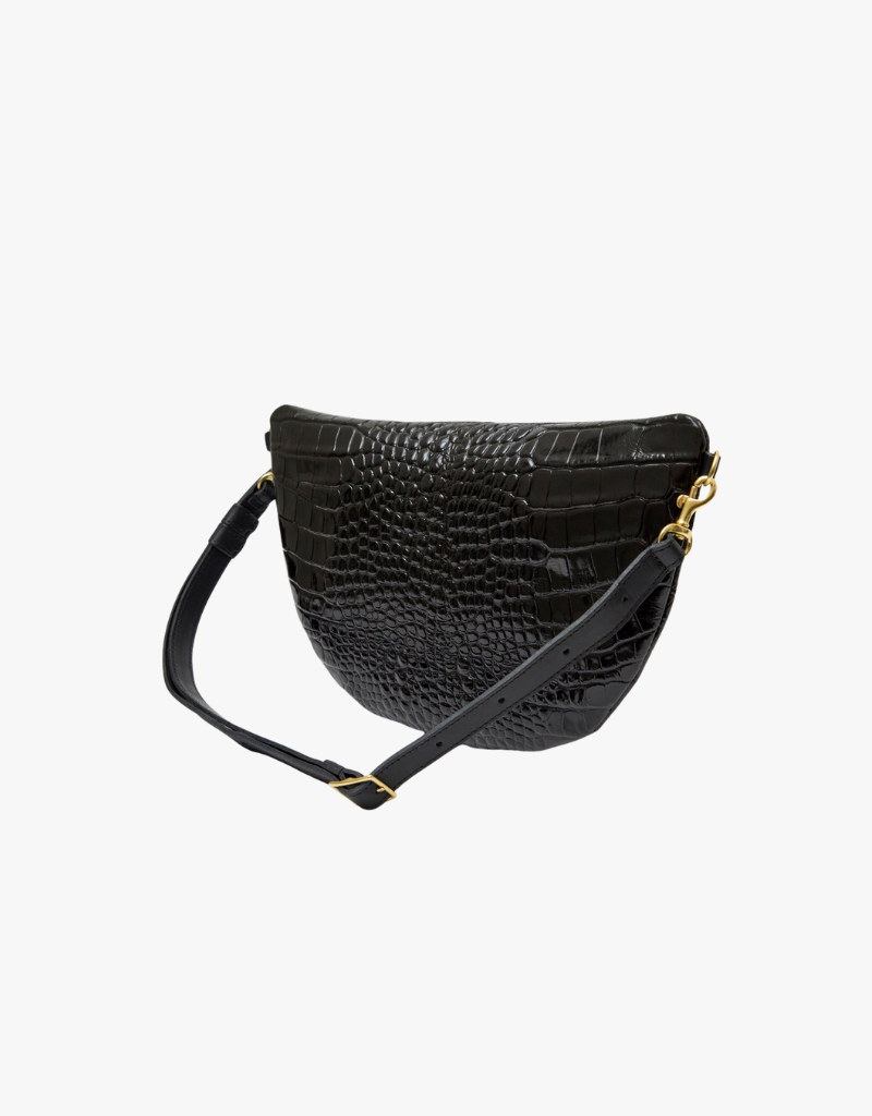 Clare V. Grande Fanny in Black Croco