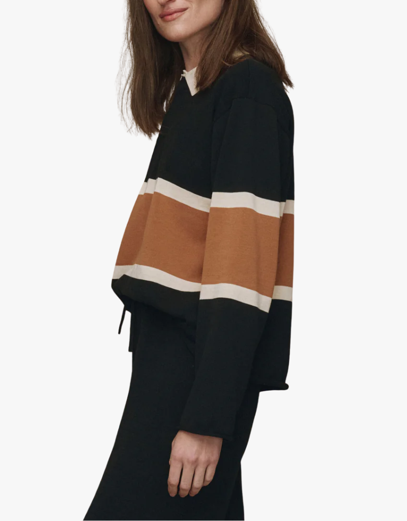 The Great The Rugby Sweater in Black w/ Bronze Stripe