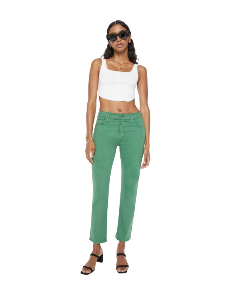 Mother The Mid Rise Rider Ankle Jeans in Leprechaun Playdate