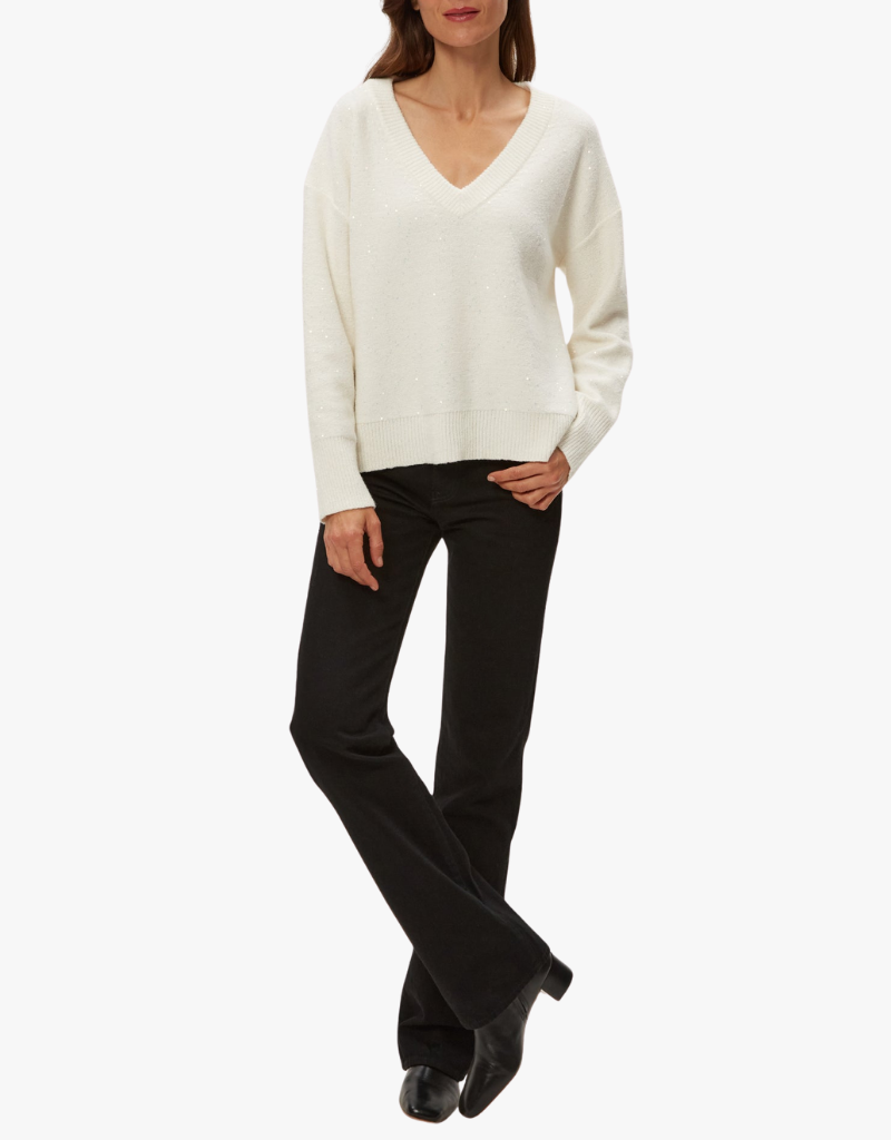 Michael Stars Francis V Neck Sweater in Ivory