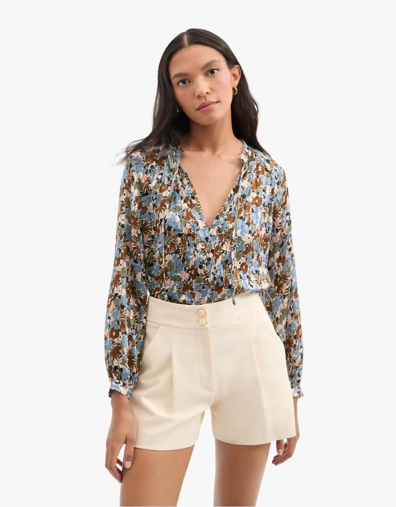 Veronica Beard Linds Silk Blouse in Lake Mist Multi