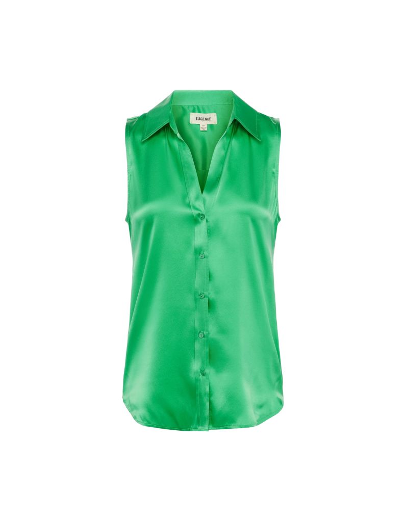 L'agence Emmy Sleeveless Blouse in Island Green
