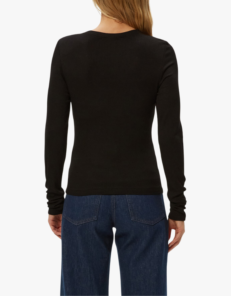 Michael Stars Finn Cropped Crew Neck in Black