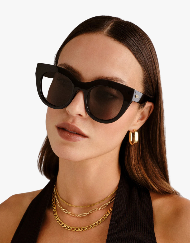 Le Specs Air Heart Sunglasses in Black & Gold