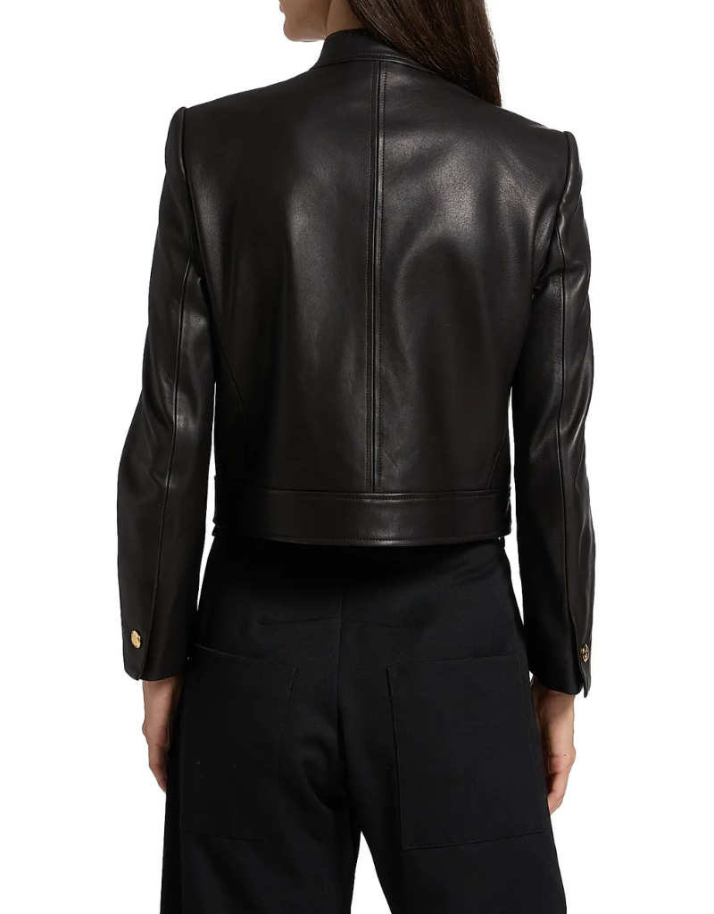 Nili Lotan Hadley Leather Cropped Jacket in Black