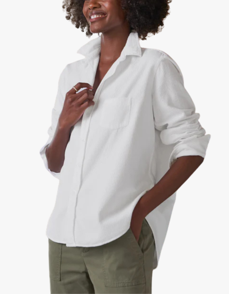 Frank & Eileen Eileen Relaxed Button-Up Shirt in White Corduroy