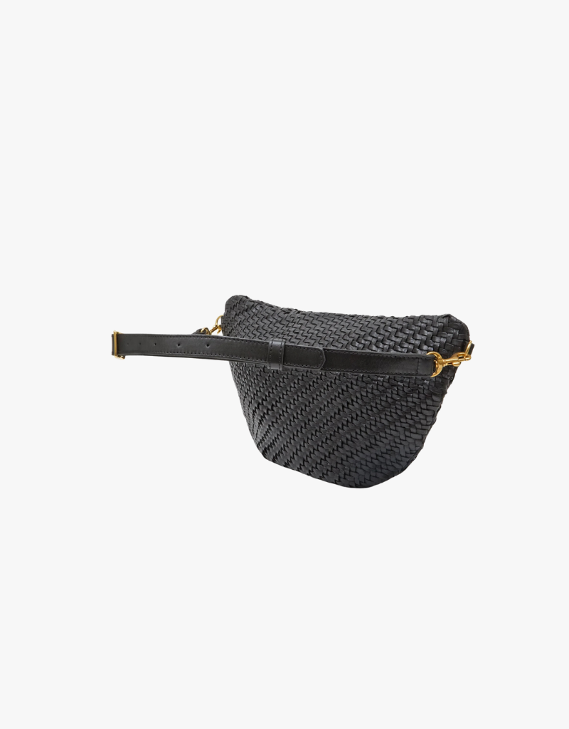 Clare V. Grande Fanny in Black Woven Zig Zag