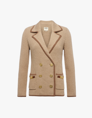 L'agence Ranch Knit Blazer in Natural & Brown