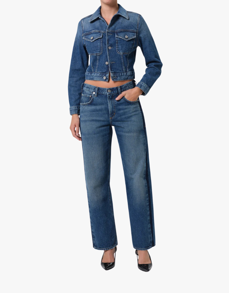 Citizens of Humanity Lindz Low Rise Easy Straight with Tuxedo Stripe in Liro