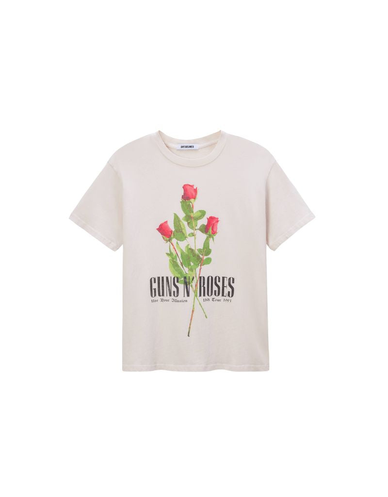 Daydreamer Guns N Roses Use Your Illusion Roses Weekend Tee in Dirty White
