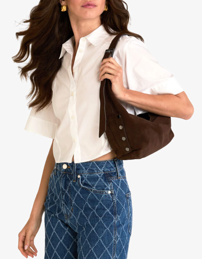 Hammitt Tom Zip Medium in Belted Suede & Gunmetal